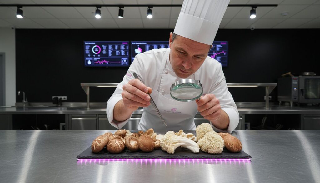 chef evaluating mushrooms