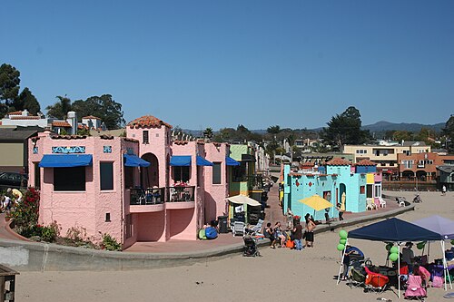 Colorful beachfront cottages in Capitola Village, California
