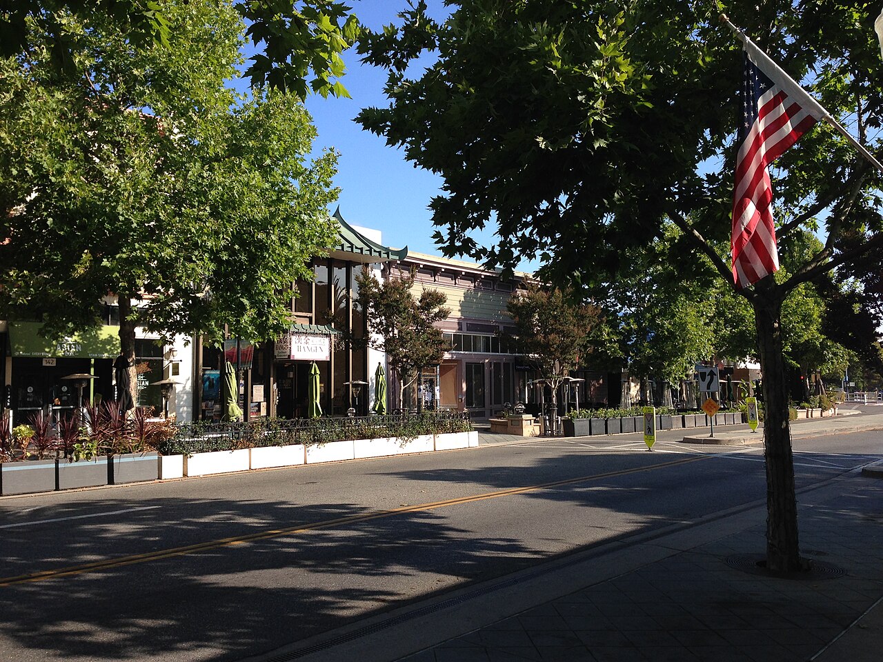Pedestrian mall on Castro Street in Downtown Mountain View