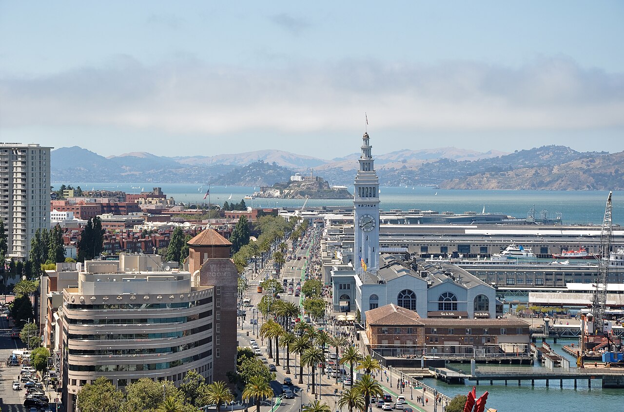 Ferry Building and Embarcadero waterfront in San Francisco