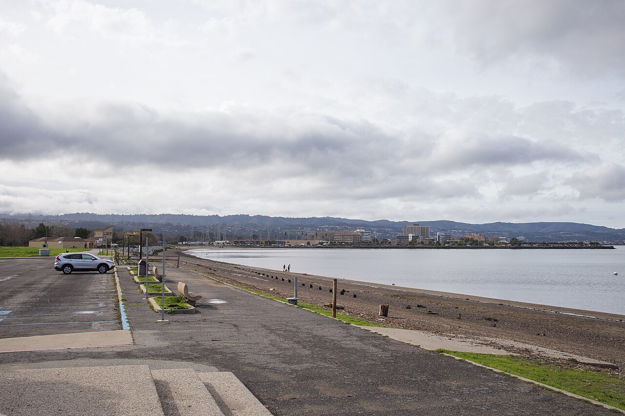 San Francisco Bay shoreline in San Mateo, California