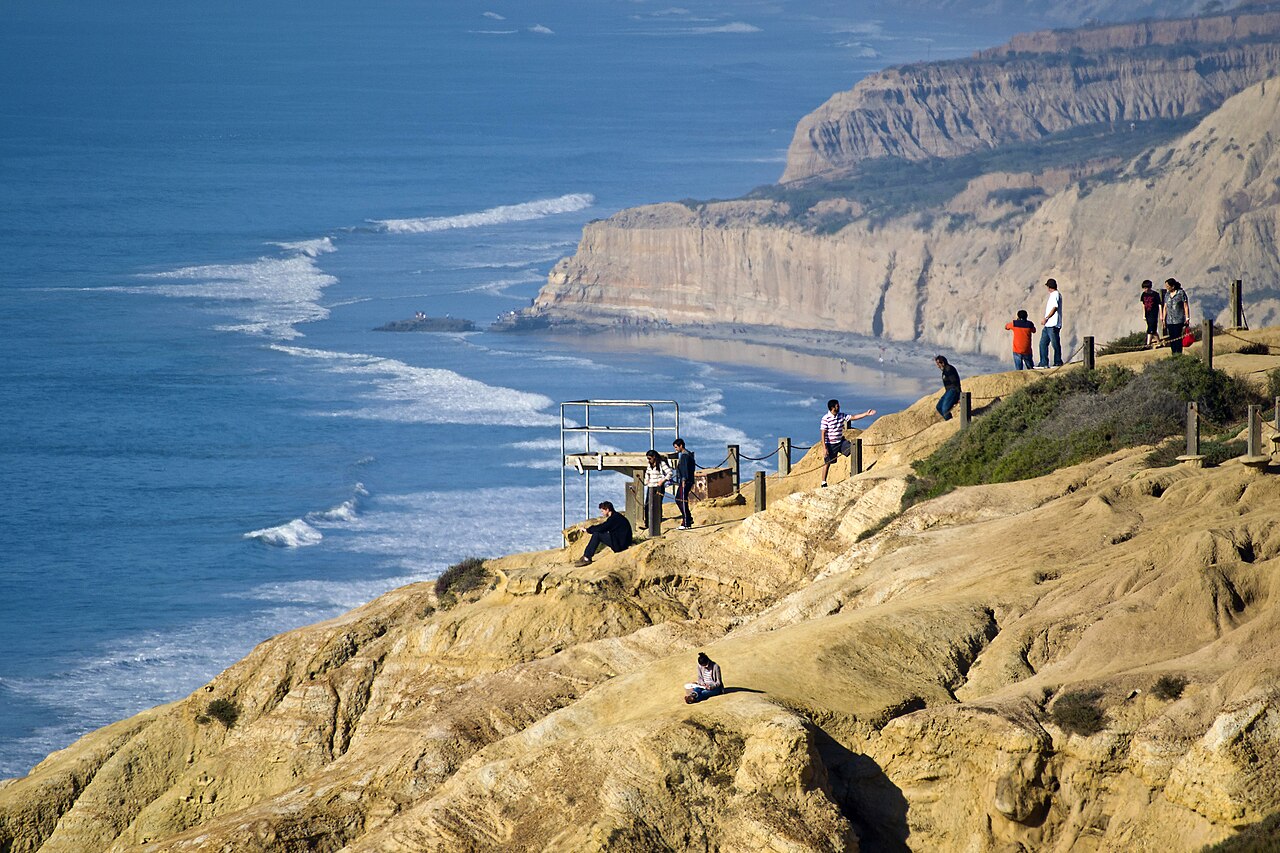 Sandstone bluffs and Pacific coastline at Torrey Pines in San Diego