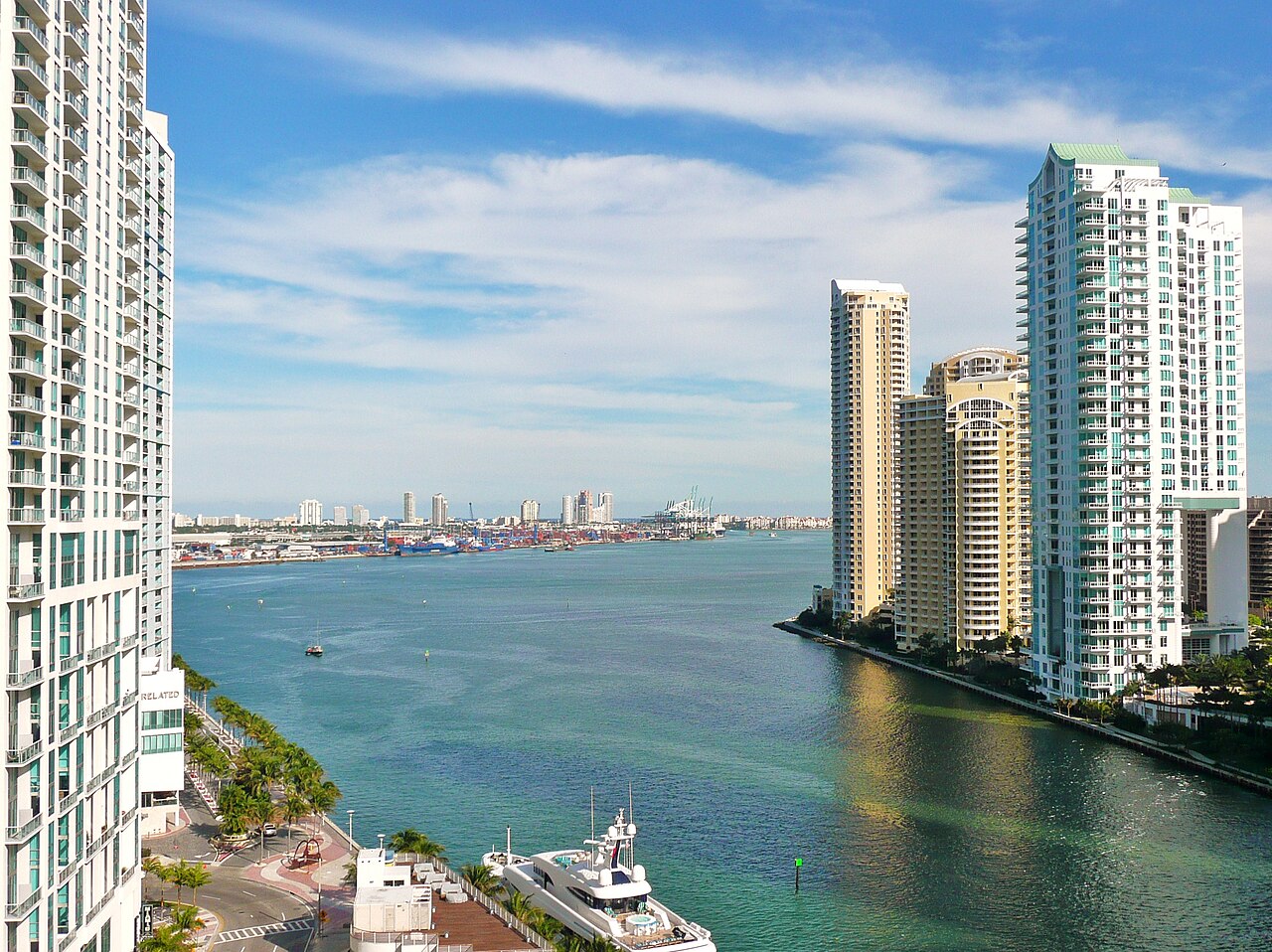 Miami River between Downtown and Brickell in Miami Florida