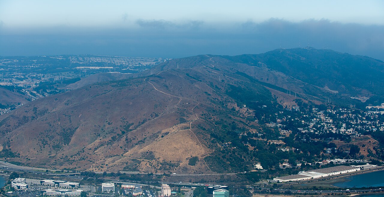San Bruno Mountain rising above Brisbane California