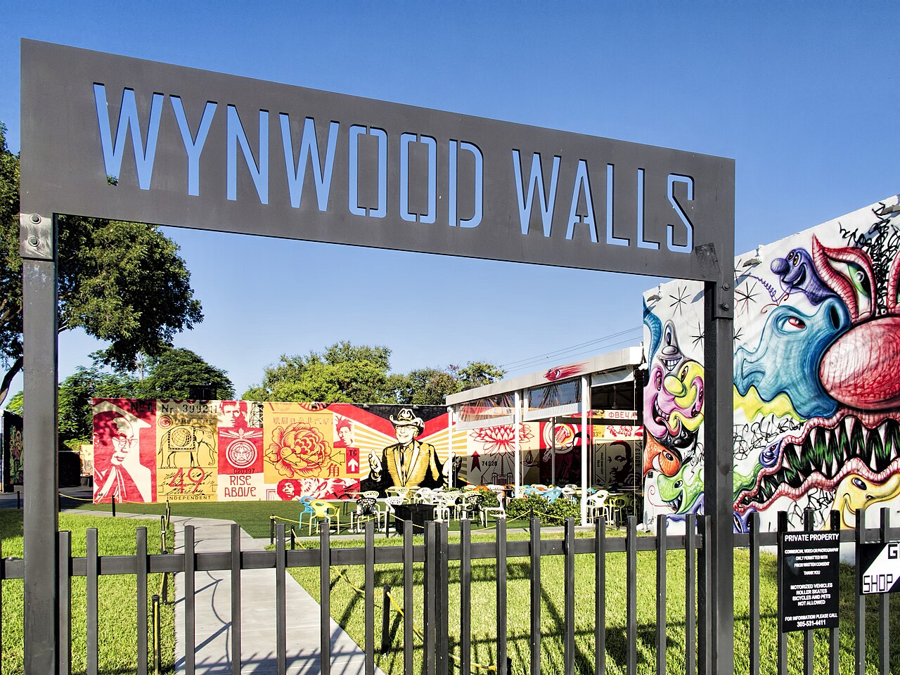 Murals and former industrial buildings in Wynwood Miami